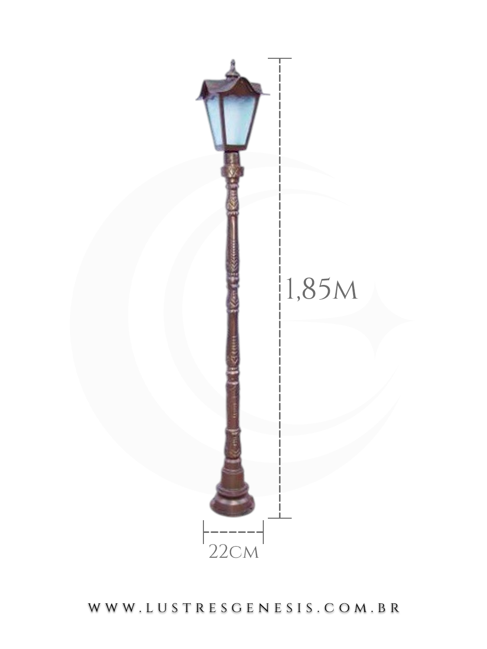 Poste de Iluminação externa Clássico Retro 1,85m ou 2,04m estrutura robusta em alumínio fundido para jardim e fachada